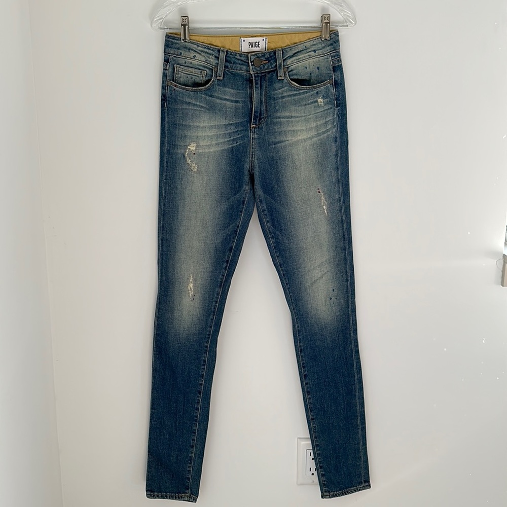 Paige hoxton Ultra skinny splatter paint detail jeans size 26